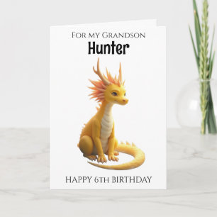 Carte Anniversaire du petit-fils dragon de six ans