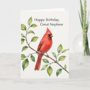 Carte Anniversaire du Petit-Fils Rouge Cardinal sur Bran