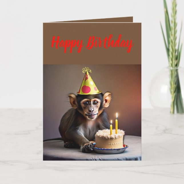 Carte Anniversaire du petit singe mignon (Devant)