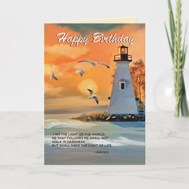 Carte Anniversaire du phare, Ciel doré, Religieux (Devant)