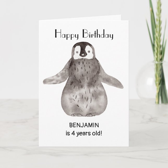 Carte Anniversaire du Pingouin mignon (Devant)
