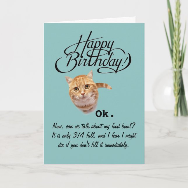 Carte Anniversaire du point de vue d'un chat (carte d'an (Devant)