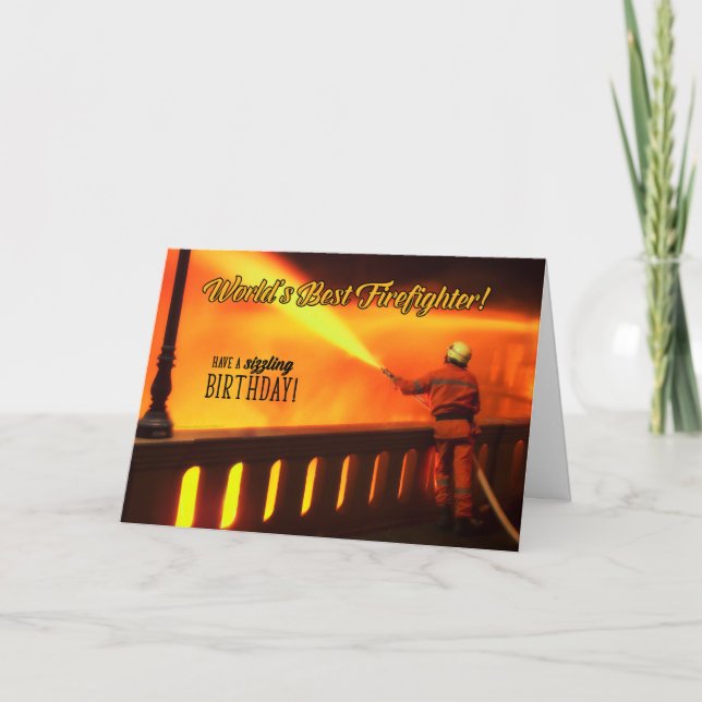 Carte Anniversaire du pompier pour une fête de taille (Devant)