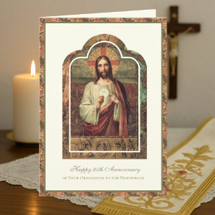 Carte Anniversaire du prêtre catholique Ordination Deaco