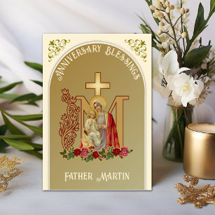 Carte Anniversaire du prêtre Marie Jésus catholique