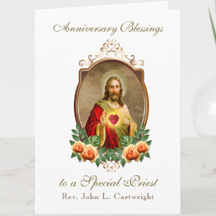 Carte Anniversaire du prêtre Ordination Sacré Coeur Jésu