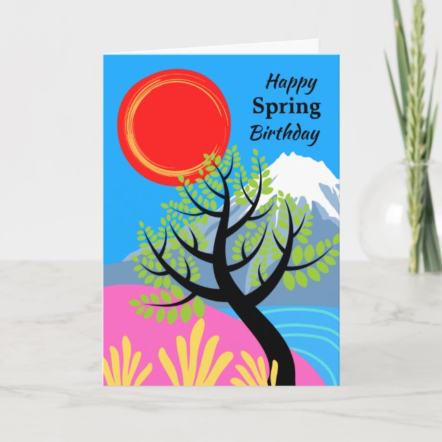Carte Anniversaire du printemps avec le Mont Fuji (Devant)
