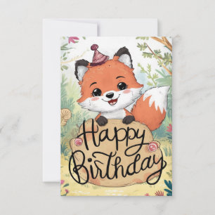 Carte Anniversaire du renard boisé modifiable