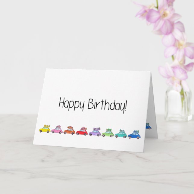 Carte Anniversaire du Retro Fiat 500 (Orchidée)