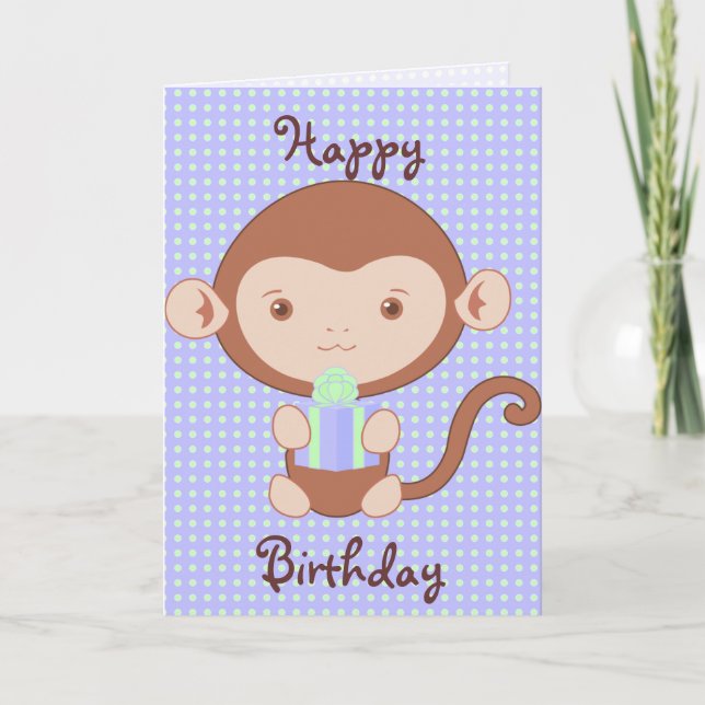 Carte Anniversaire du singe bleu (Devant)