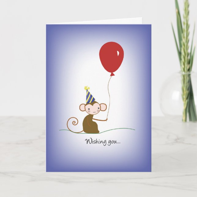 Carte Anniversaire du singe et du ballon (Devant)