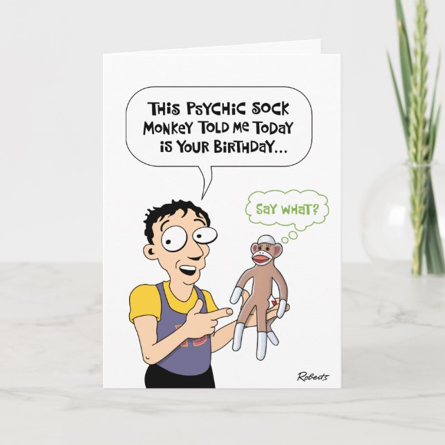 Carte Anniversaire du singe psychique (Devant)