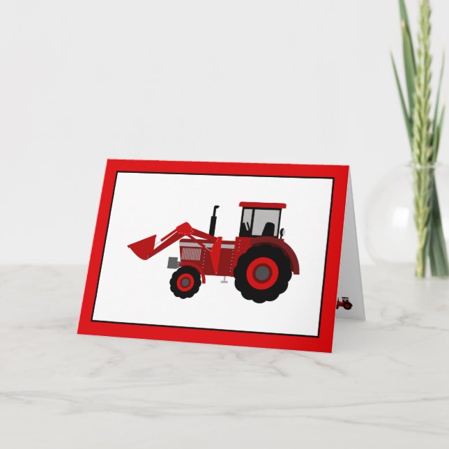 Carte Anniversaire du tracteur rouge (Devant)