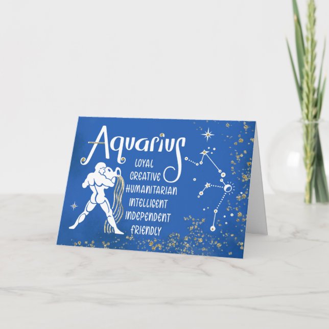 Carte Anniversaire Du Zodiac Aquarius Avec Constellation (Devant)