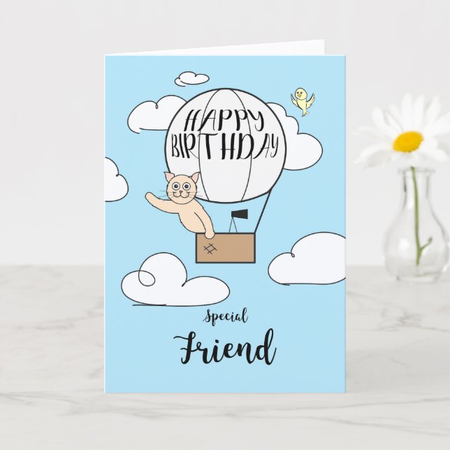 Carte Anniversaire d'un ami éloigné Montgolfière (Petite plante)