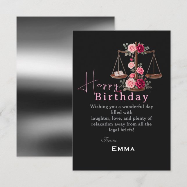 Carte Anniversaire d'un avocat (Devant / Derrière)