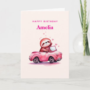 Carte Anniversaire d'un paresseux mignon dans une décapo