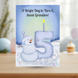 Carte Anniversaire d'un petit-fils de 5 ans Bonhomme de