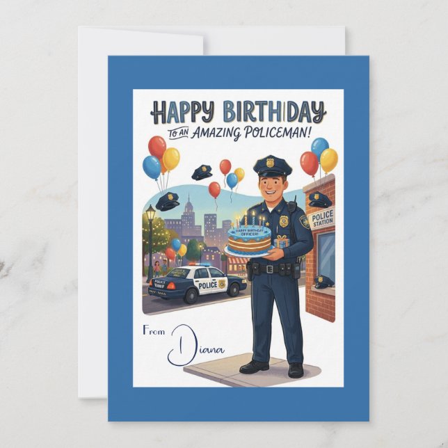 Carte Anniversaire d'un Policier (Devant)