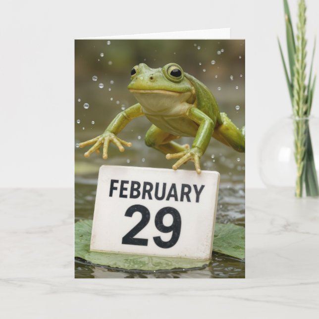 Carte Anniversaire d'une année bissextile de grenouille (Devant)