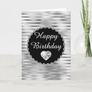 Carte Anniversaire élégant avec bordure diamantée noire