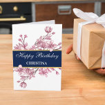 Carte Anniversaire élégant de la fleur de cerise<br><div class="desc">Envoyez un message d'anniversaire avec style avec cette carte d'anniversaire élégante. Le design est facile à personnaliser avec un nom sur l'avant de la carte et l'intérieur de la carte est vide pour vous permettre d'écrire à la main un message d'anniversaire ou de cliquer sur modifier pour ajouter un texte...</div>