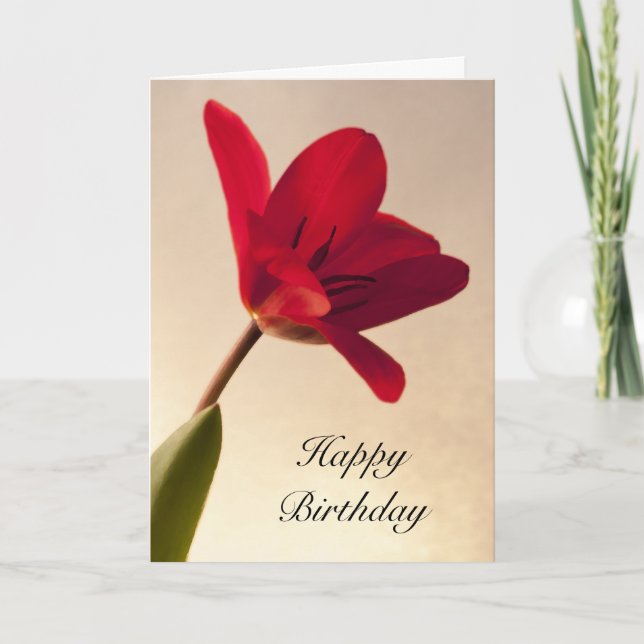 Carte Anniversaire élégant de la tulipe rouge (Devant)