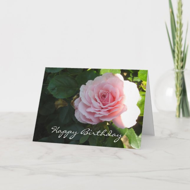 Carte Anniversaire élégant de rose rose (Devant)