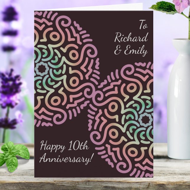 Carte Anniversaire élégant du Mariage Red Boho Mandala (Wedding anniversary card for couples.)