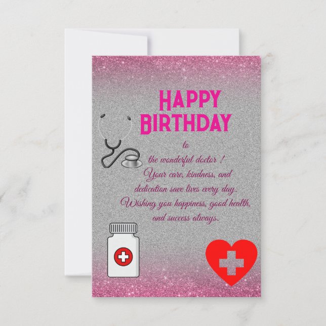 Carte Anniversaire élégant d'un médecin (Devant)