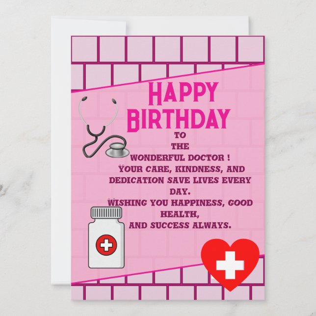 Carte Anniversaire élégant d'un médecin (Devant)