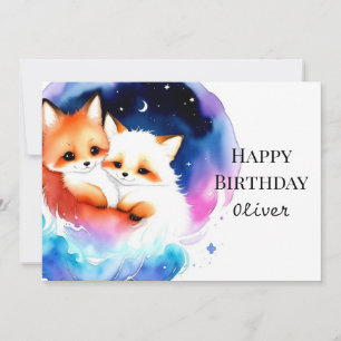 Carte Anniversaire Elegant Fox personnalisé