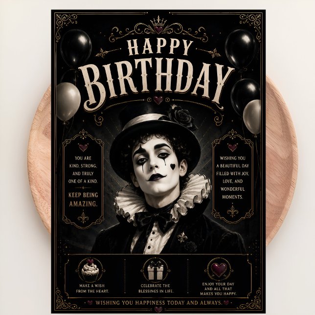 Carte Anniversaire Elegant Gothic Pierrot (Créateur téléchargé)