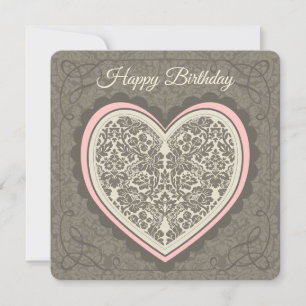 Carte Anniversaire Elégant orné Morris style coeur CC071