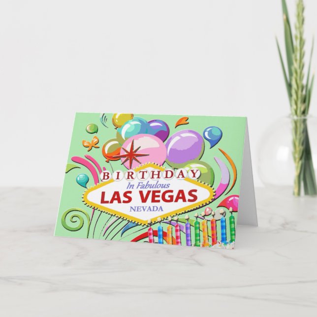 CARTE ANNIVERSAIRE EN FABULOUS LAS VEGAS CARD (Devant)