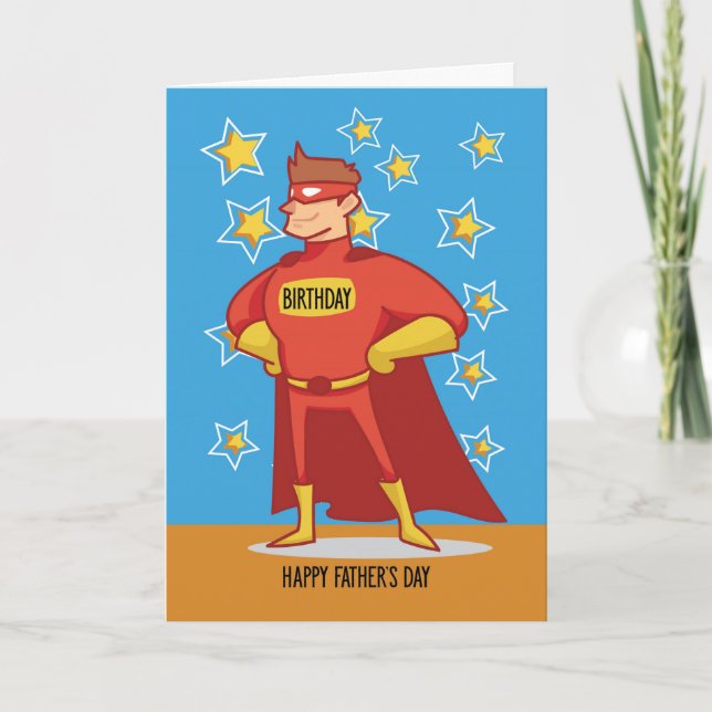 Carte Anniversaire en Fête des pères, Superhero (Devant)