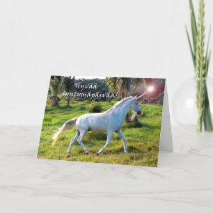 Carte Anniversaire en finnois, licorne magique