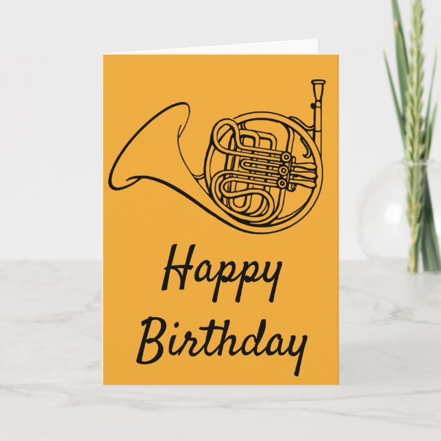 Carte Anniversaire en laiton de musique de cor de (Devant)