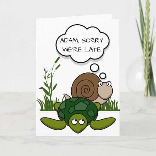 Carte Anniversaire En Retard Cartoon Snail Et Turtle Zazzle Fr