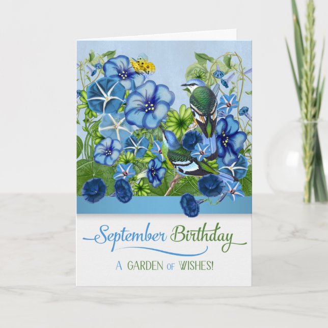 Carte Anniversaire en septembre Matin Glory Garden (Devant)