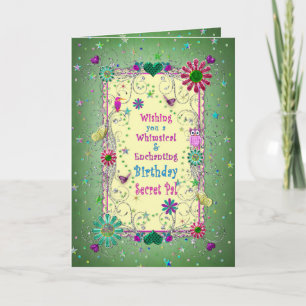 Carte Anniversaire Enchanteur Vert/Jaune, Ami Secret