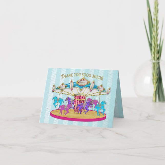 Carte Anniversaire - Enfant - Carousel - Amusement pour  (Devant)