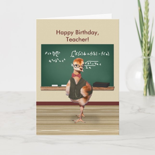 Carte Anniversaire, Enseignant, Bébé Oiseau, Personnalis (Devant)