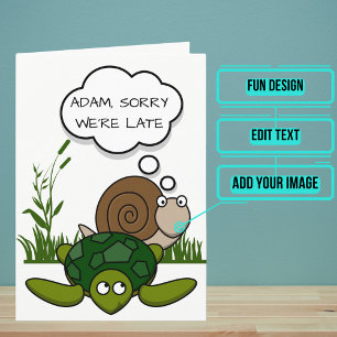 Carte Anniversaire : Escargot de caricature et tortue