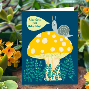 Carte Anniversaire Escargot sur champignon magique Migno
