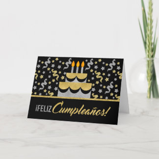 Carte Anniversaire ESPAGNOL en Parties scintillant Gold 