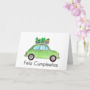 Carte Anniversaire espagnol Retro Fiat 500