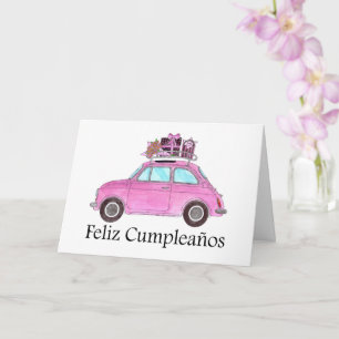 Carte Anniversaire espagnol Retro Fiat 500