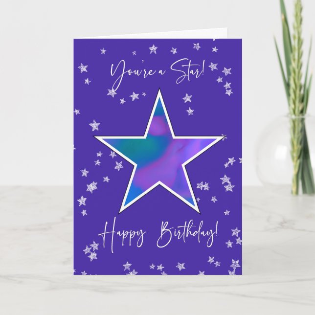 Carte Anniversaire étoile brillante pour Tweens ou Ados (Devant)