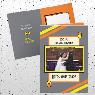 Carte Anniversaire extraordinaire mari gris orange photo